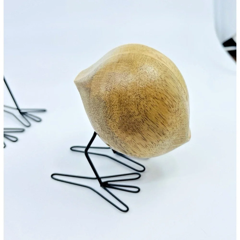4 Wood Bird Figures FISKELAGE Ikea Minimalist Modern/ Metal Legs MCM
